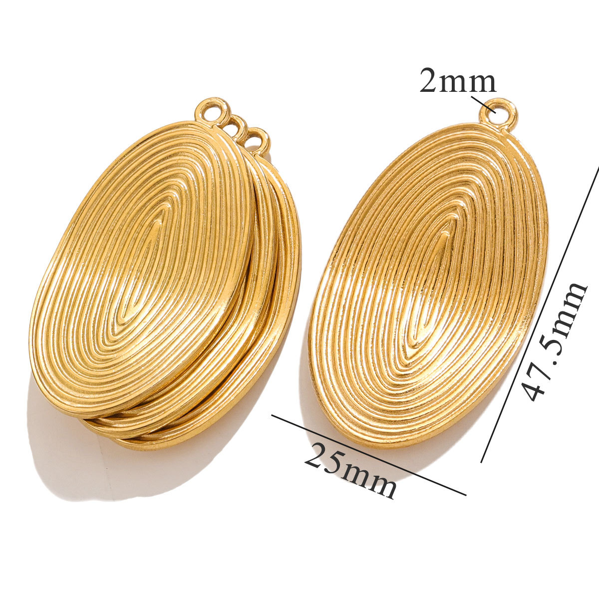 Stainless Steel Gold Plated PVD Rhombus Oval Charm Connector for DIY Necklace Jewelry Making Supplies Accessories Wholesale