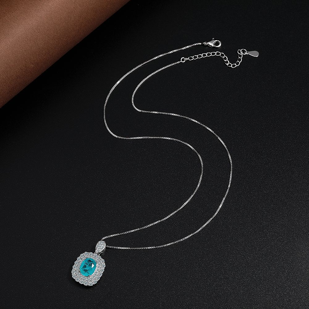 Oval Shape Tourmaline Gemstone Jewelry for Women Necklace Ladies Trendy Vintage Jewelry Gift