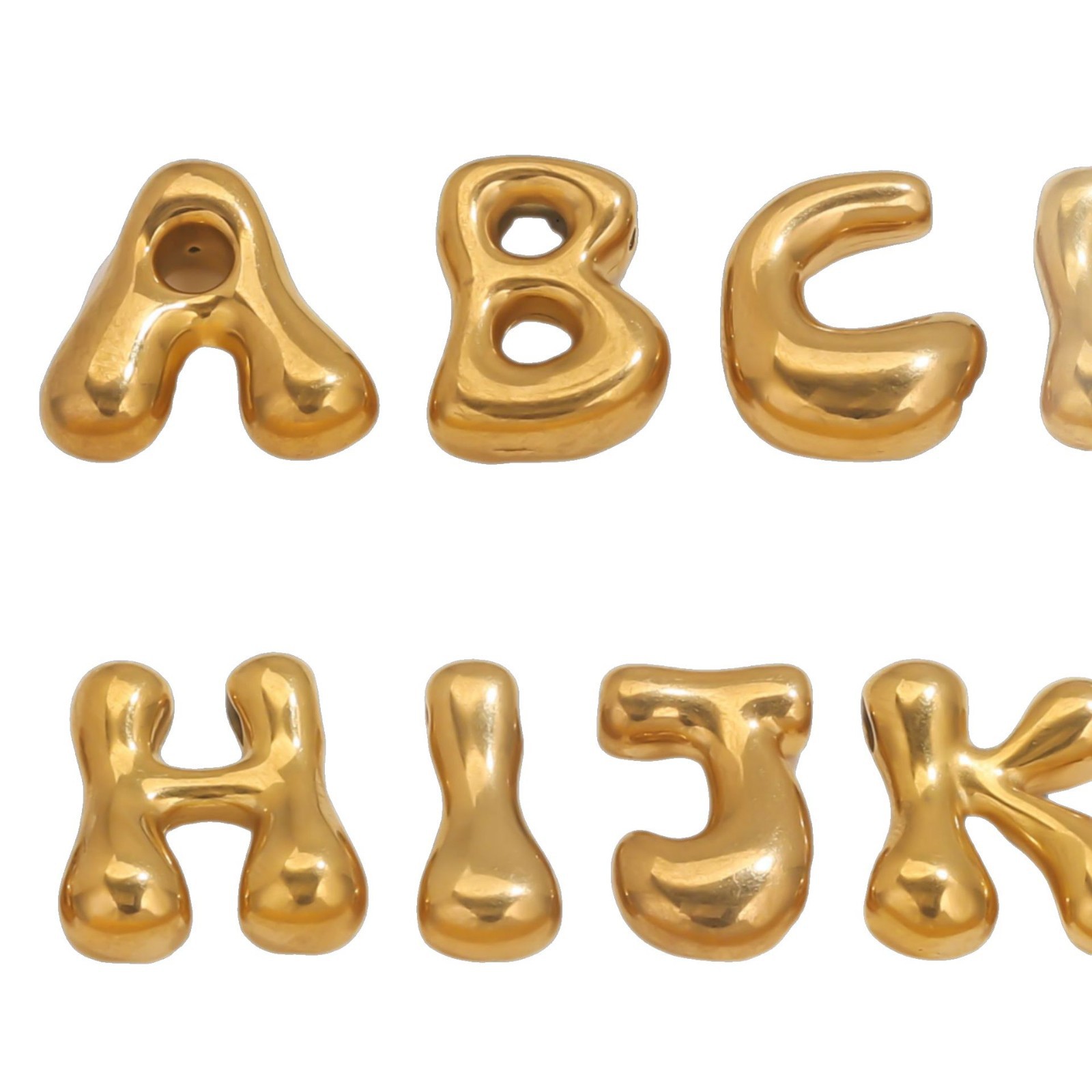 Polished Bubble Letter Pendant for Necklaces Initial Name Custom Necklace Gold Plated Jewelry Making Supplies