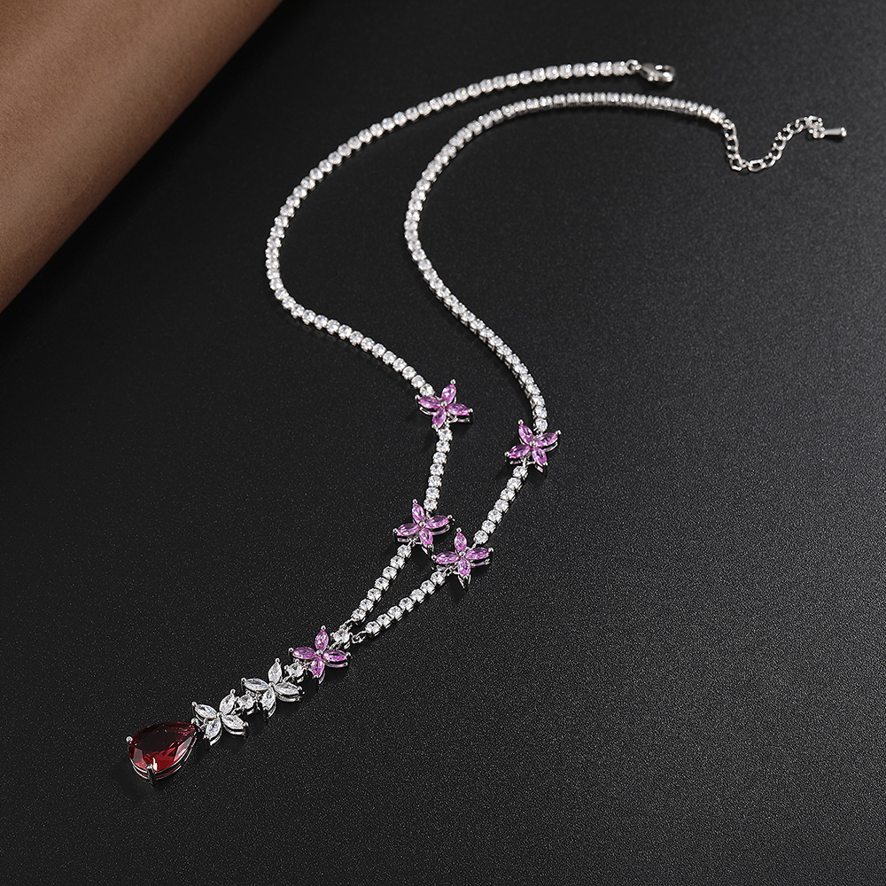2025 New Ruby Crystal Pendant Necklace Small Butterfly Woman Jewelry Gift for Girlfriend Dropshipping Luxury