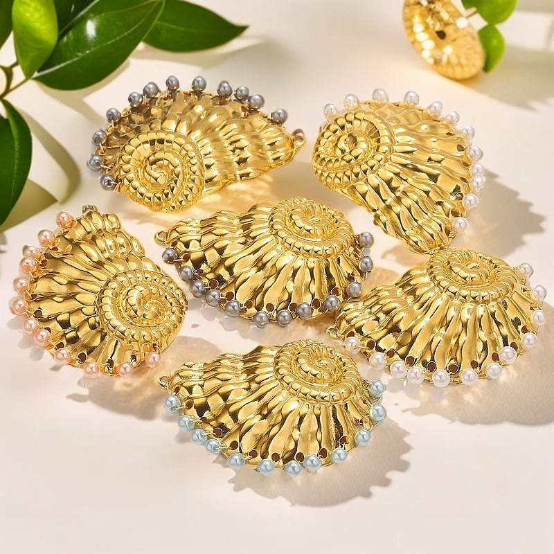 Stainless Steel Shell Pendant Conch Scallops Charms for Jewelry Makings Supplies DIY Summer Ocean Earring Necklace Accessories