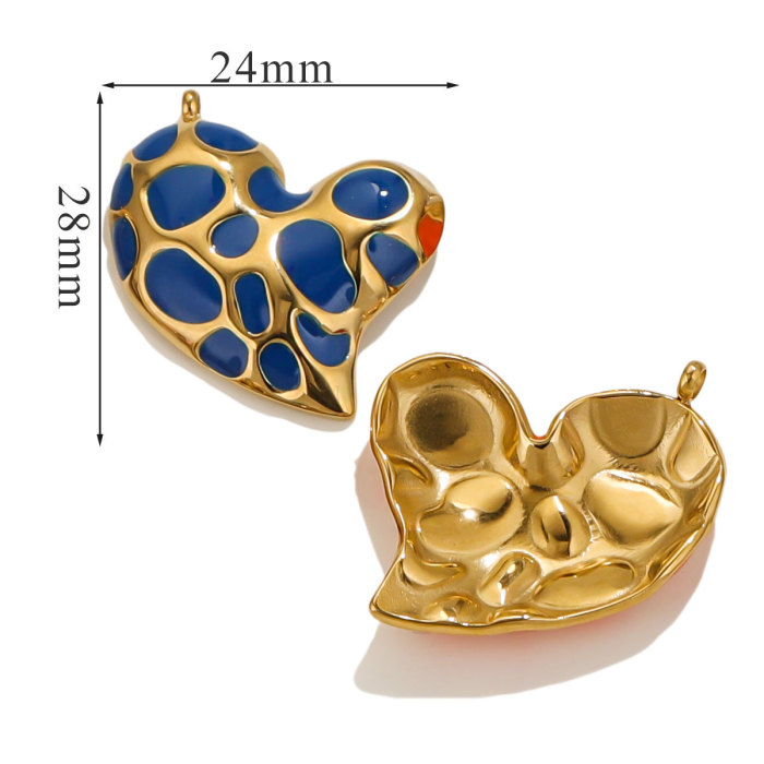New 18K Gold Plated Stainless Steel Leopard Drip Heart Charms for DIY Pendant Necklace Jewelry Findings Accessories