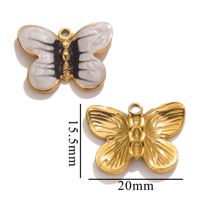 Colorful Enamel Butterfly Charms Pendant for DIY Stainless Steel Necklace Earrings Jewelry Making Accessories Supplies