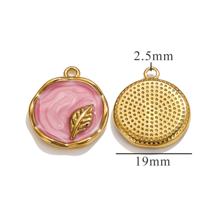 Spring Stainless Steel Enamel Oval Square Pendant DIY Women's Gold Necklace Bracelet Jewelry Making Accessories