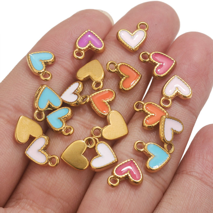 Colourful Mini Love Heart Charms Enamel Alloy Pendant for Earrings Bracelet Handmade DIY Jewelry Making Accessories