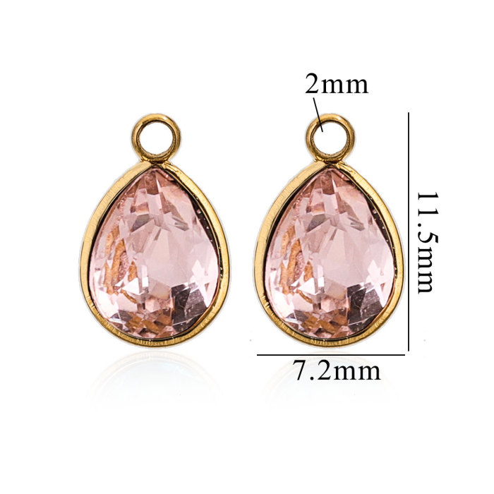 Heart Waterdrop Shape Crystal Charms Stainless Steel Geometry Multicolor Rhinestone Pendants for Handmade Jewelry Making