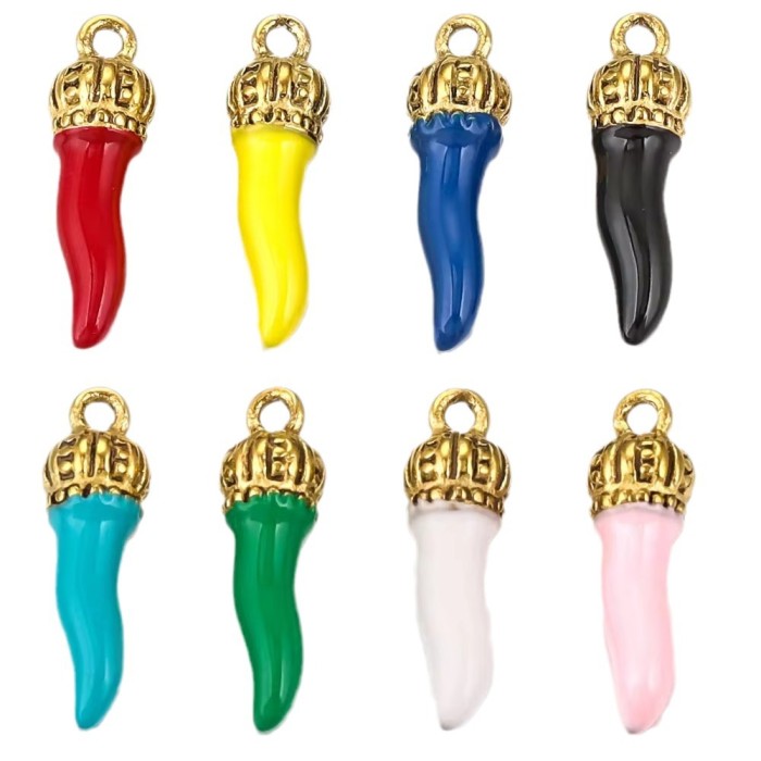 Stainless Steel Gold Plated Pepper Charm Enamel Cute Pendant DIY Earrings Necklace Jewelry Making Accessories Wholesale