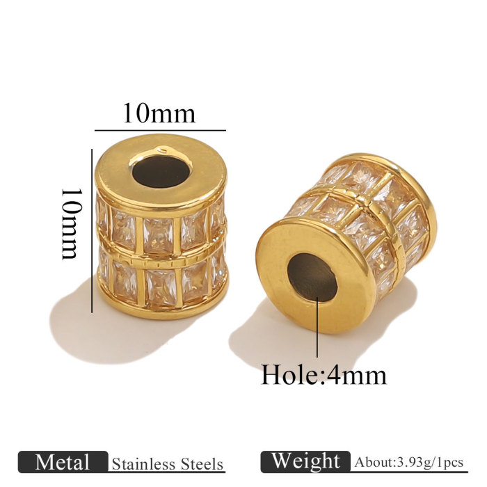 Big Hole Stainless Steel Cylinder Tube Bead Micro-Setting Zircon Spacer Charm Beads for Bracelet Jewelry Making Necklace