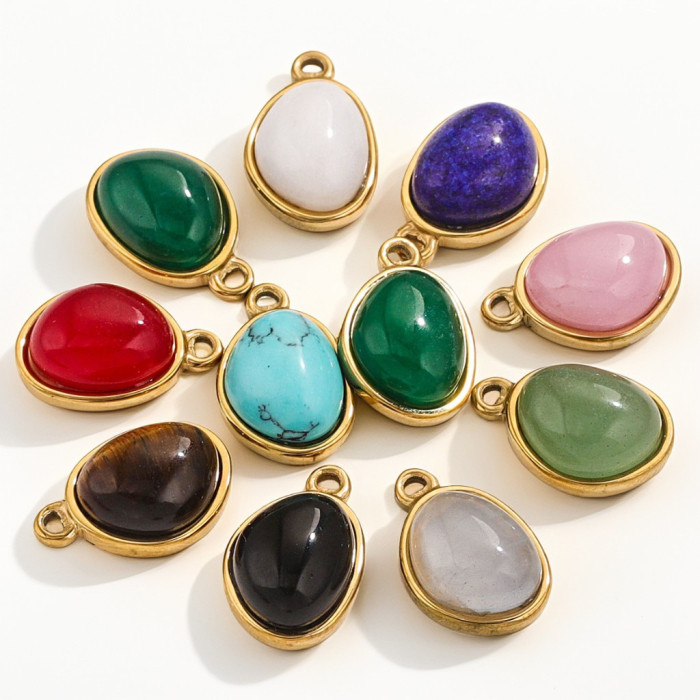 New 18K Gold Plated Natural Stone Waterdrop Charms DIY for Pendant Necklace Earrings Jewelry Findings Accessories