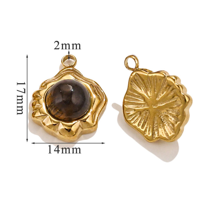 French Antique Tiger Eye Natural Stone Stainless Steel Diy Charms Women White Jade Necklace Pendant Wholesale Jewelry