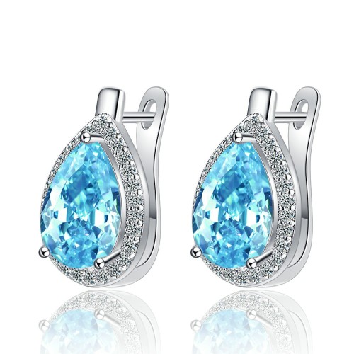 Chic Zircon Water Drop Hoop Earrings for Fashion Women Geometric Fine Jewelry Minimalist Accessories
