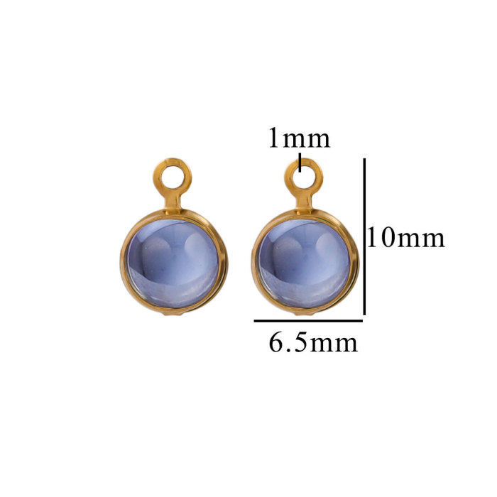 Stainless Steel Pink Quartz Round Shape Pendant Charms for DIY Handmade Earrings Necklace Bracelet Jewelry Making Supplies