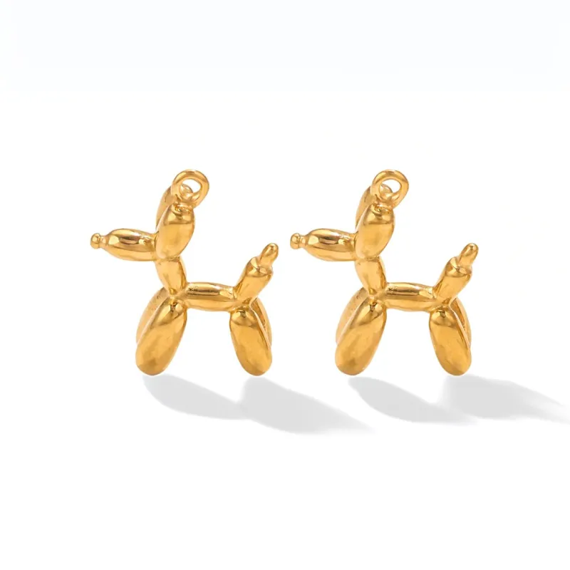Stainless Steel Puppy Pendant Cute Three-dimensional Balloon Dachshund for DIY Necklace Bracelet Jewelry