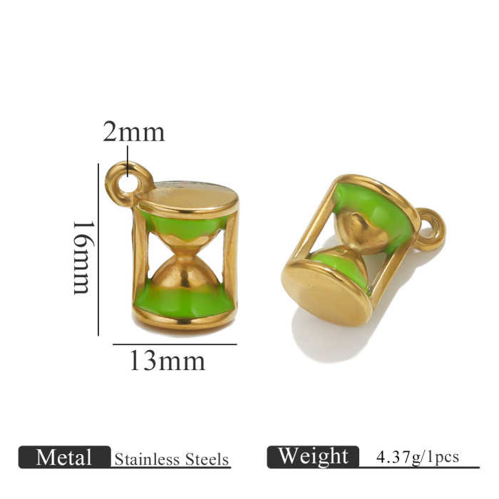 Stainless Steel Enamel Colored Hourglass for Ladies Charm Earrings Necklace Pendant DIY Jewelry Making Accessories