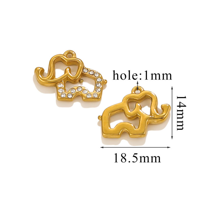 Stainless Steel Full Diamond Charms Vintage Turtle Bow Gold Plated DIY Necklace Earrings Jewelry Making Materials Wholesale