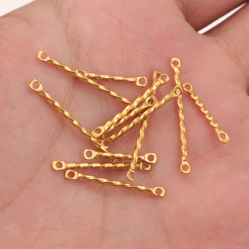Stainless Steel Double Hole Twisted Rod Connectors for DIY Jewelry Necklace Findings Bracelets Supplies Earrings Making