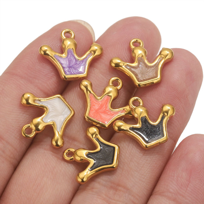 Enamel Small Crown Charms Pendant Stainless Steel DIY Jewelry Making Accessories Findings for Bracelet Earrings