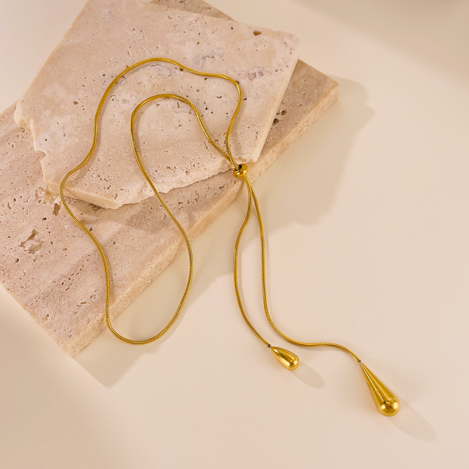 Fashionable Simple Retro High-Grade Metal Stainless Steel Teardrop-Shaped Removable Chain Earrings Necklace Jewelry