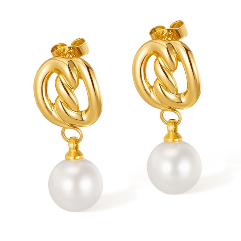 European and American French Light Luxury Earrings Women's Stainless Steel Niche Retro Pearl Temperament High-grade Earring
