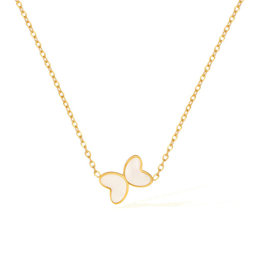 Korean Titanium Steel Shell Butterfly Necklace for Women's Temperament Light Luxury Versatile High-end Design Stainless Steel