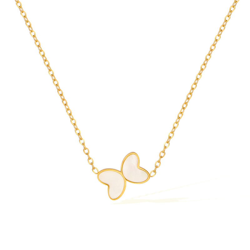 Korean Titanium Steel Shell Butterfly Necklace for Women's Temperament Light Luxury Versatile High-end Design Stainless Steel