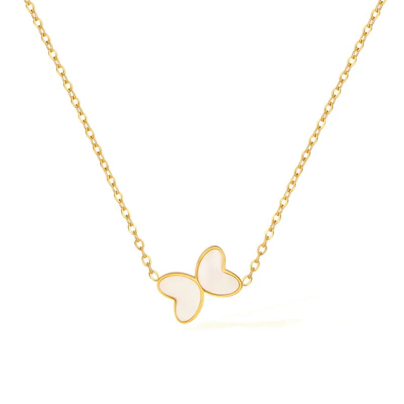 Korean Titanium Steel Shell Butterfly Necklace for Women's Temperament Light Luxury Versatile High-end Design Stainless Steel