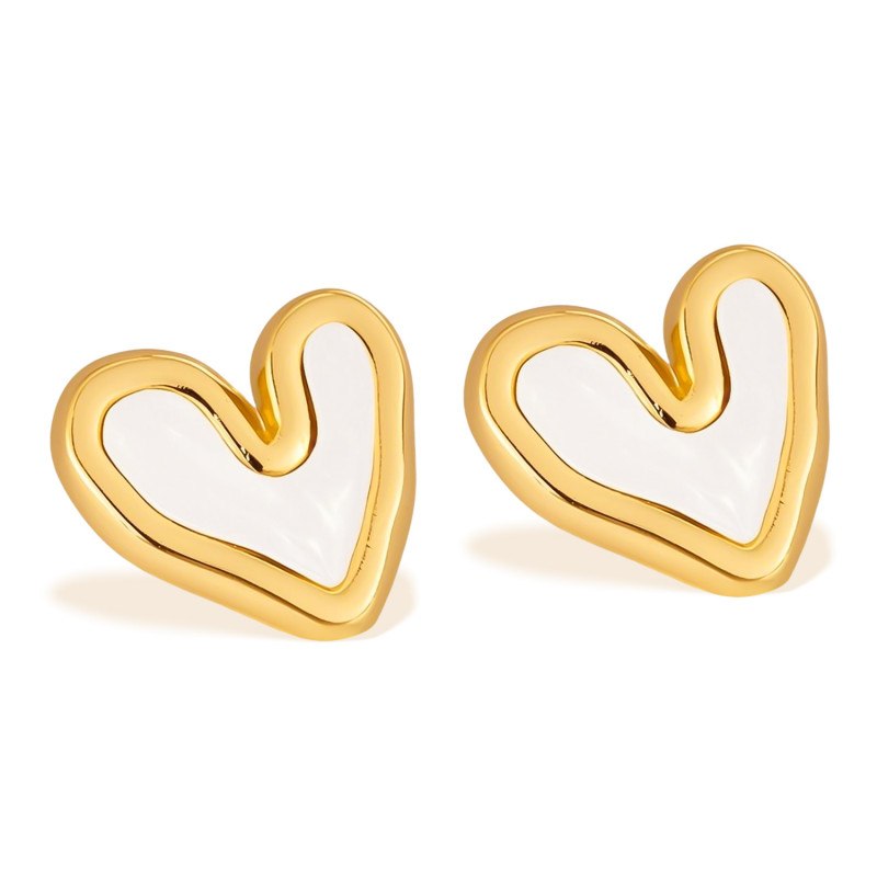 Heart Stud Earrings for Women Gold Color Stainless Steel Earrings 2025 Trend Aesthetic Piercing Ear Jewelry