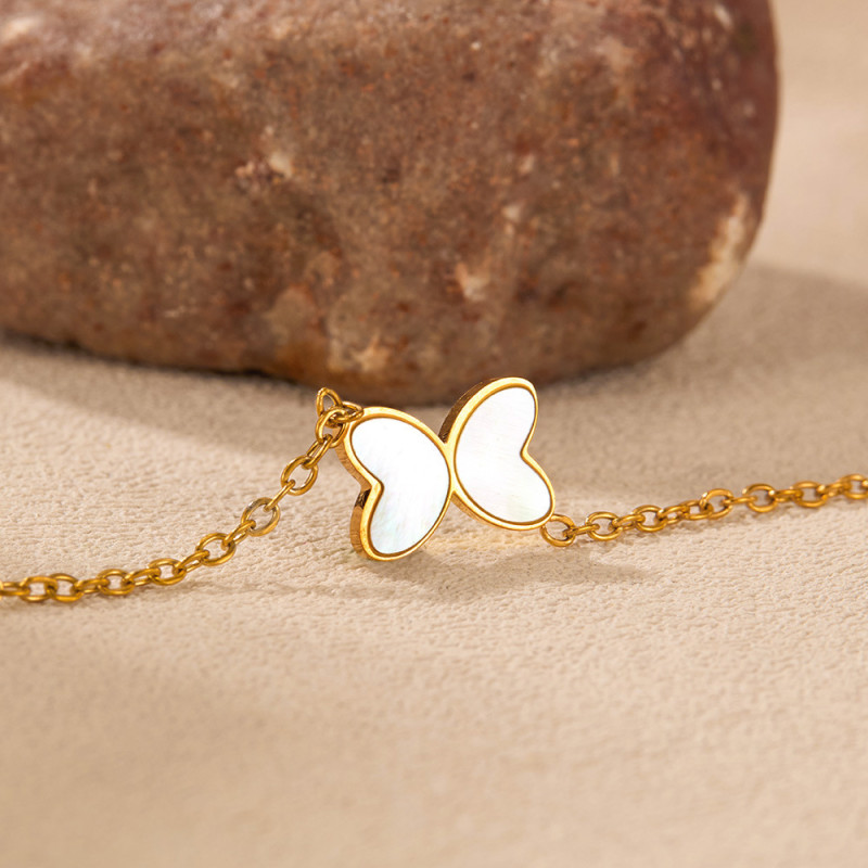 Korean New Titanium Steel Shell Butterfly Bracelet for Women Ins Style Niche Versatile High-end Stainless Steel Hand Jewelry