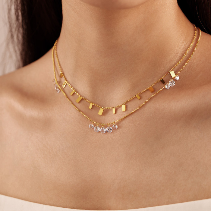 Japanese and Korean Necklaces for Women with Light Luxury Niche Versatile Design Clavicle Chain Stainless Steel Jewelry