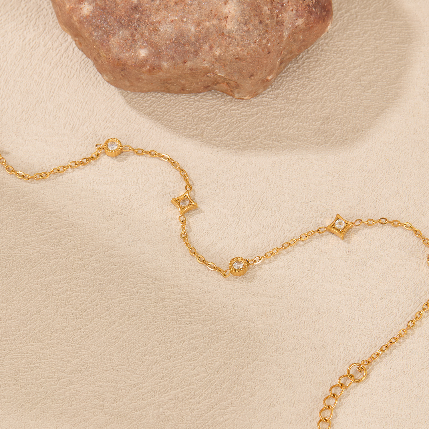 Classic Small Dainty Cubic Zirconia Chain Bracelets for Women 18K Gold Plated Stainless Steel Wedding Jewelry