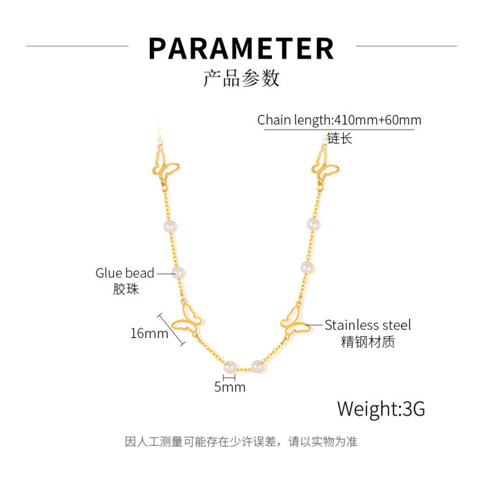 Korean Fashion Titanium Steel Necklace Women's Jewelrylight Luxury Niche Versatile Design Clavicle Chain Stainless St...
