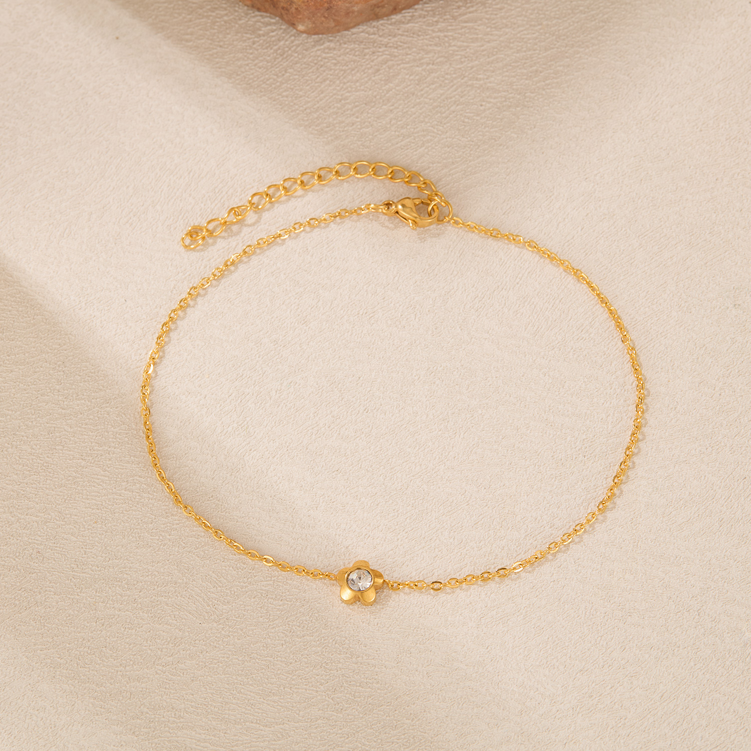 Korean Style Titanium Steel Anklet Women Jewelry Fashionable Flower Design Bracelet