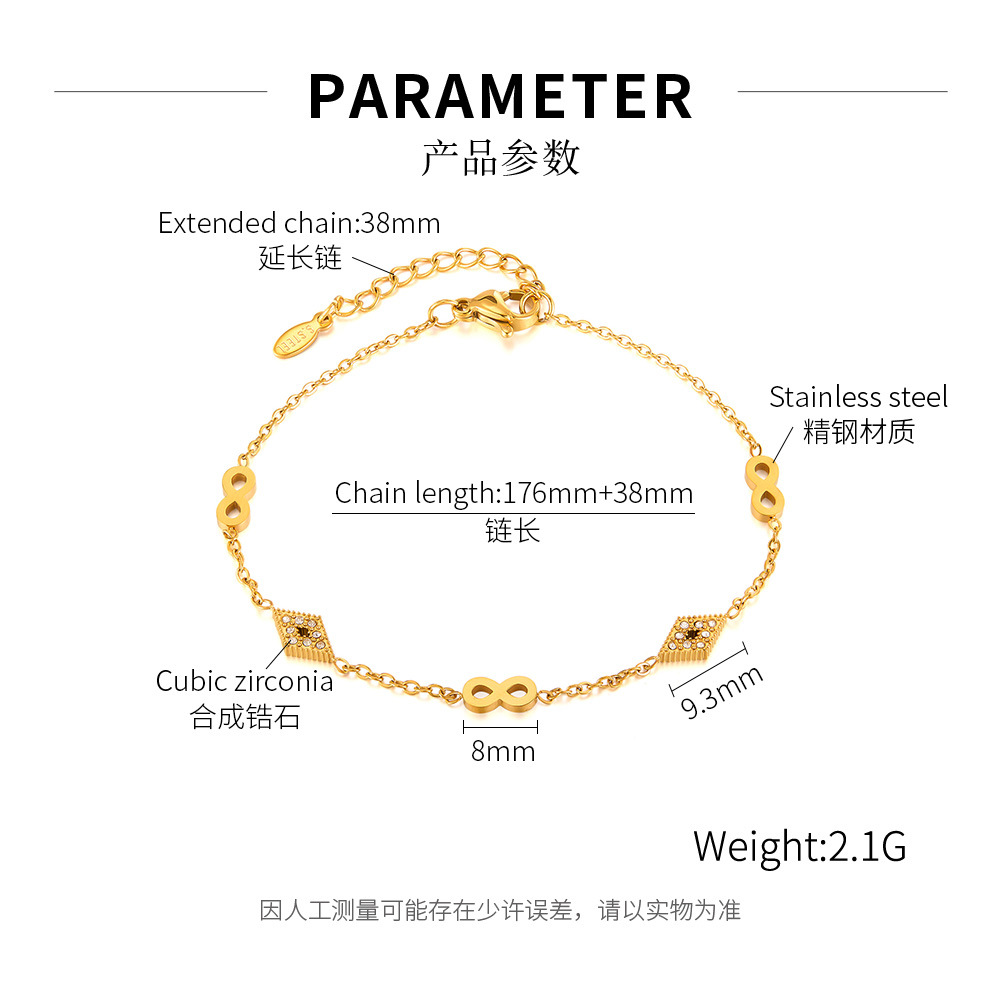 Fashion Titanium Steel Bracelet for Women Personality Niche Versatile Design Diamond Inlay Zircon Stainless Steel Hand Jewelry