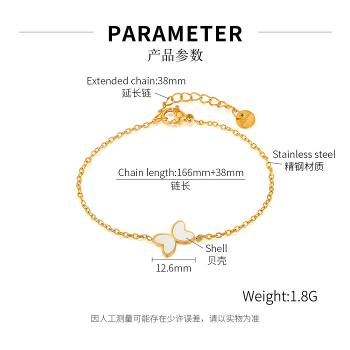 Korean New Titanium Steel Shell Butterfly Bracelet for Women Ins Style Niche Versatile High-end Stainless Steel Hand Jewelry