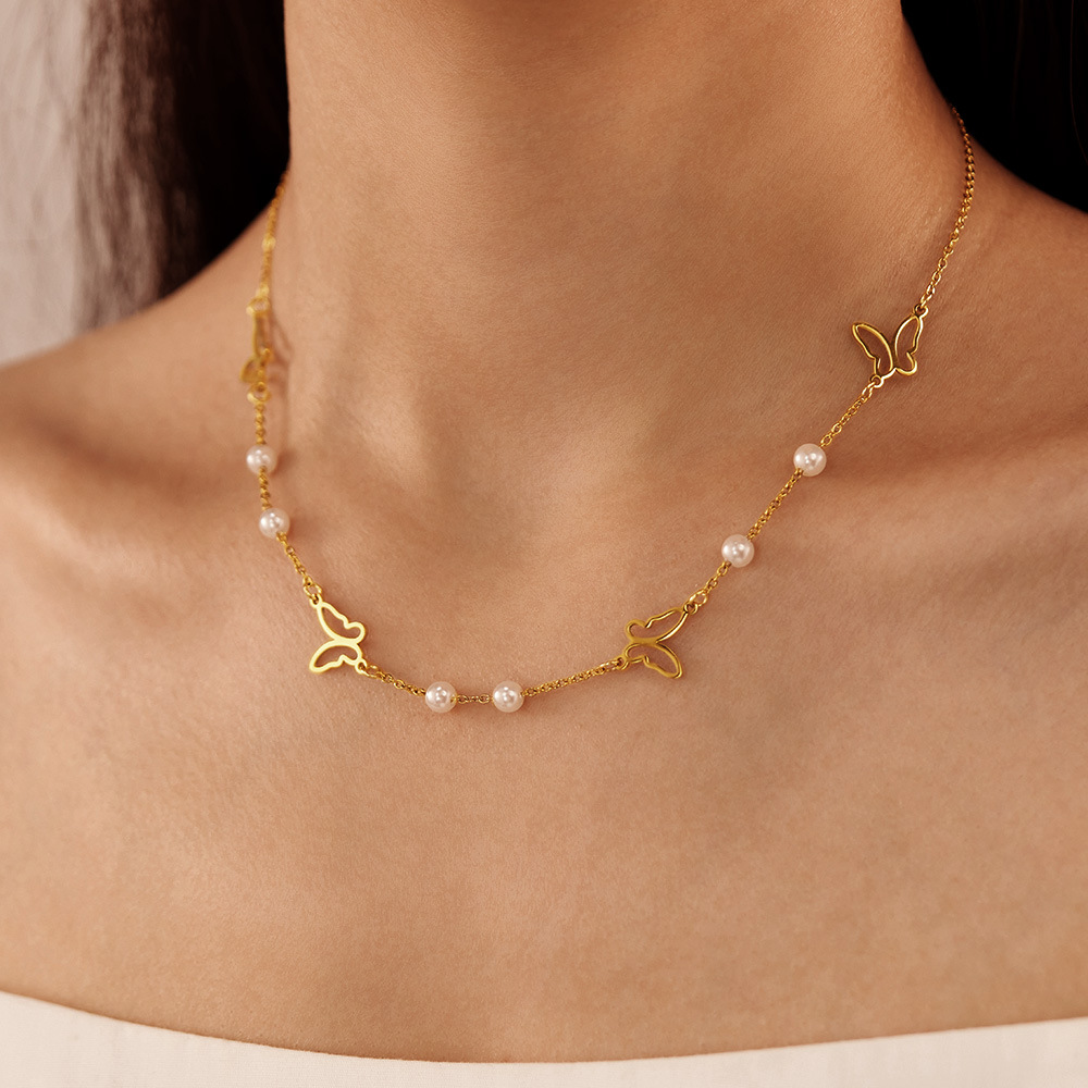 Korean Fashion Titanium Steel Necklace Women’s Jewelrylight Luxury Niche Versatile Design Clavicle Chain Stainless Steel Jewelry