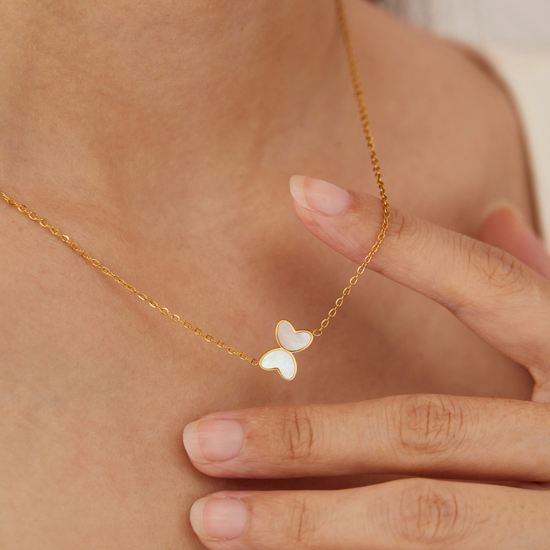 Korean Titanium Steel Shell Butterfly Necklace for Women's Temperament Light Luxury Versatile High-end Design Stainless Steel