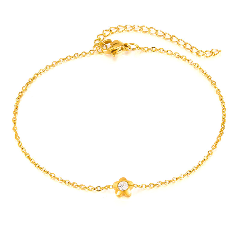 Korean Style Titanium Steel Anklet Women Jewelry Fashionable Flower Design Bracelet