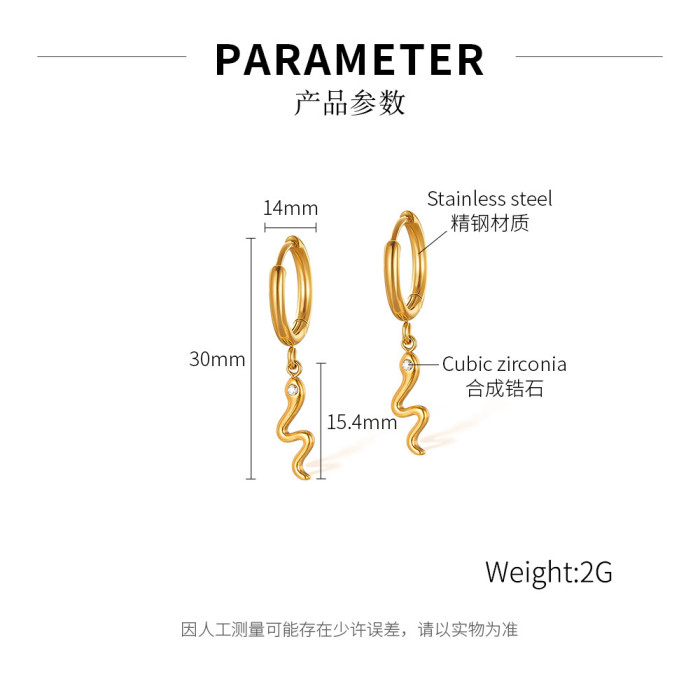 316L Stainless Steel Chain Earrings for Women Drop Earrings Geometric Round  Snake Charms Hanging Earring Jewelry