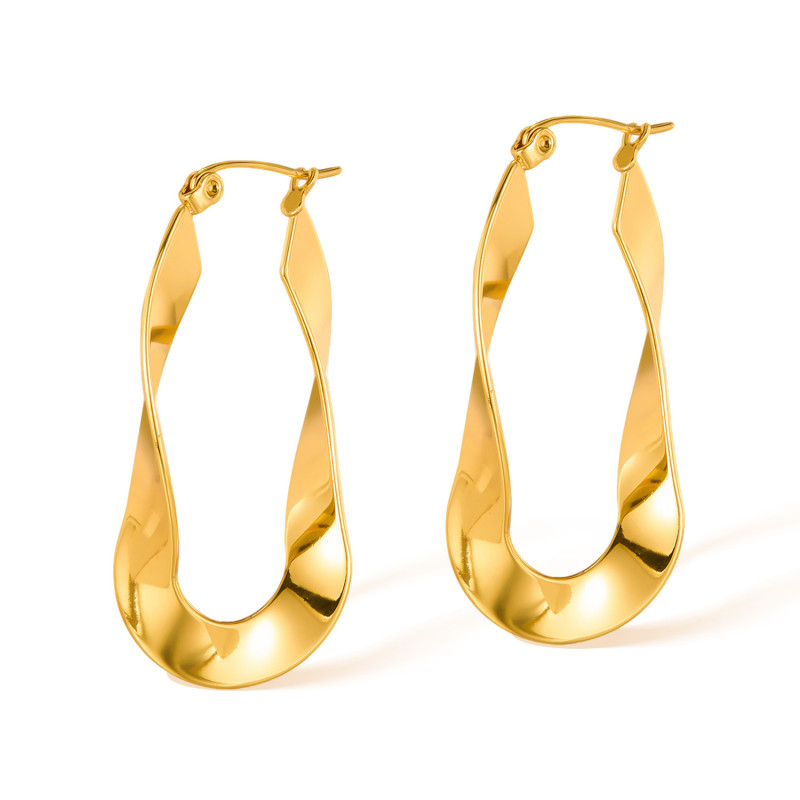 316L Stainless Steel Twist Geometric Pleats Square Big Women's Earrings Vintage Wholesale Gifts