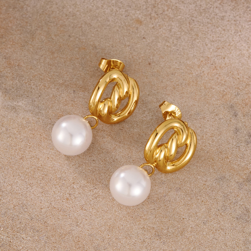 European and American French Light Luxury Earrings Women's Stainless Steel Niche Retro Pearl Temperament High-grade Earring