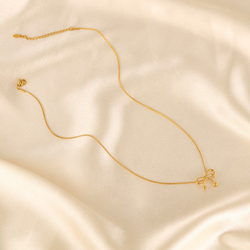 French Ins Style Bow Titanium Steel Necklace Women's Jewelry Wholesale Light Luxury Collarbone Chain Design
