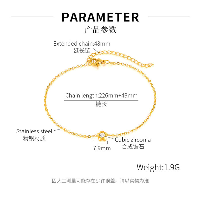 Korean Style Titanium Steel Anklet Women Jewelry Fashionable Flower Design Bracelet