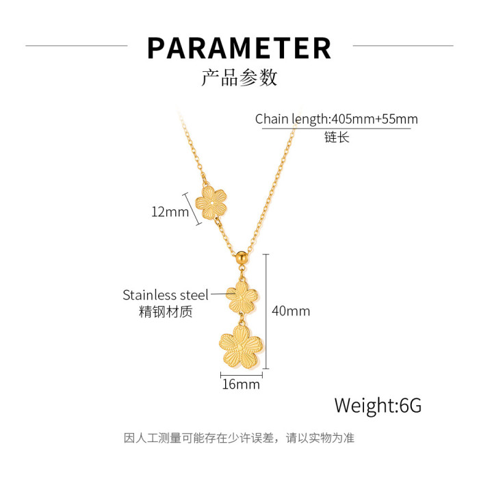 Korean New Titanium Steel Flower Necklace for Women Light Luxury Niche Design Ins Cold Style Stainless Steel Jewelry