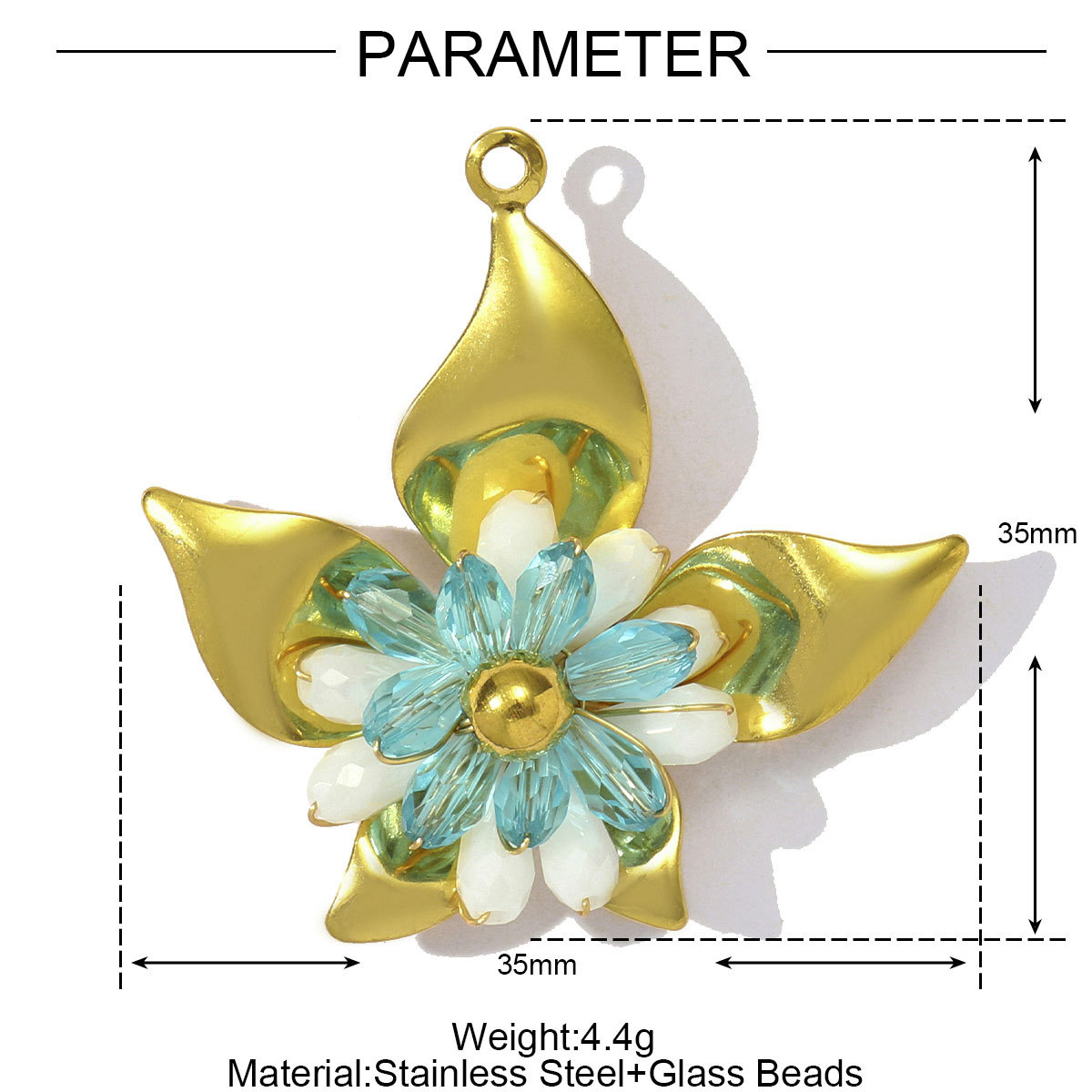 Wholesale Stainless Steel Handmade Beaded Flower DIY Charms Women Heart Butterfly Necklace Pendants Love Jewelry