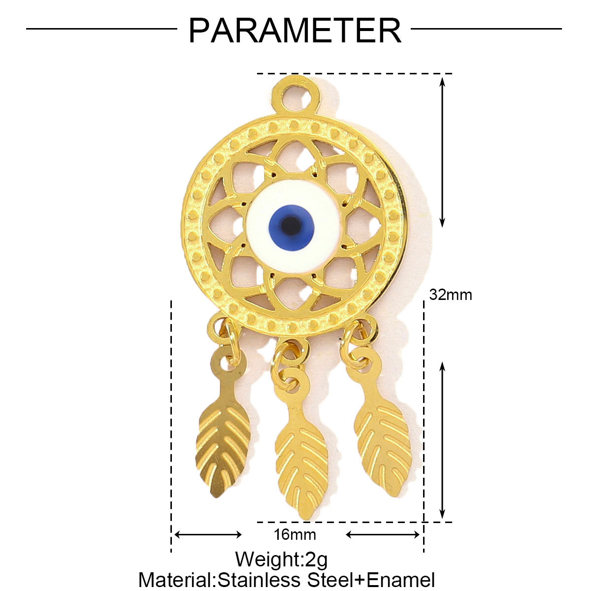 Fashion Stainless Steel Enamel Heart Snake Diy Charm Women Dream Catcher Star Necklace Pendant Star Evil Eye Jewelry