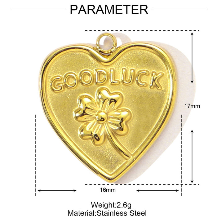 French Retro Stainless Steel Heart Flower Clover Necklace Pendant Women Cherry Foot Diy Bracelet Charms Love Jewelry