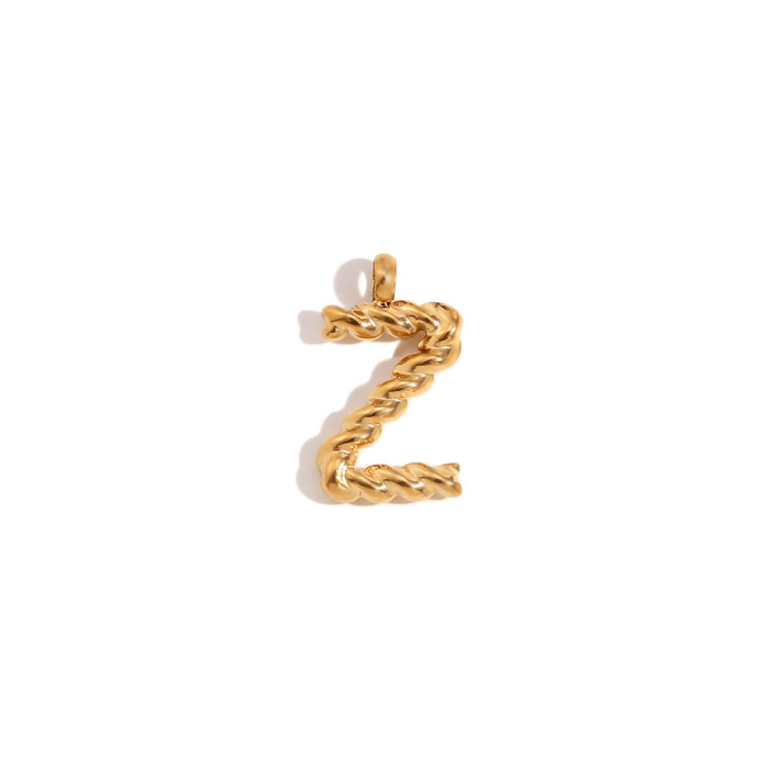 DIY Classic Mini Twist Initial Letters Stainless Steel Charms for Jewelry Gold Plated Waterproof Decoden Charms