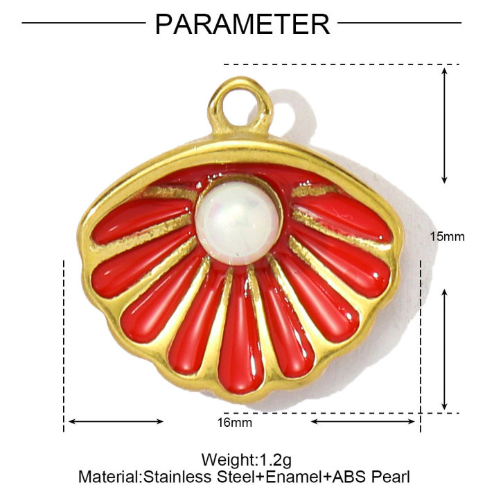 Stainless Steel Enamel Shell Pearl Dolphin Diy Charm Women Mango Chili Necklace Pendant Butterfly Heart Jewelry Wholesale