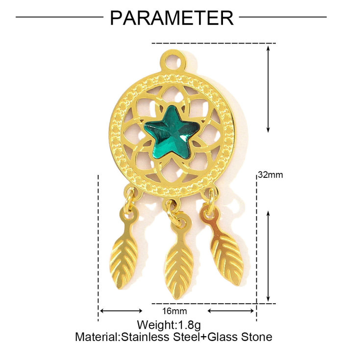 Fashion Stainless Steel Enamel Heart Snake Diy Charm Women Dream Catcher Star Necklace Pendant Star Evil Eye Jewelry