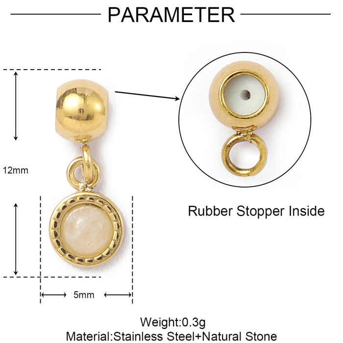 Sun Natural Stone Stainless Steel Diy Clip on Charms Star Flower Women Bracelet Necklace Pendant